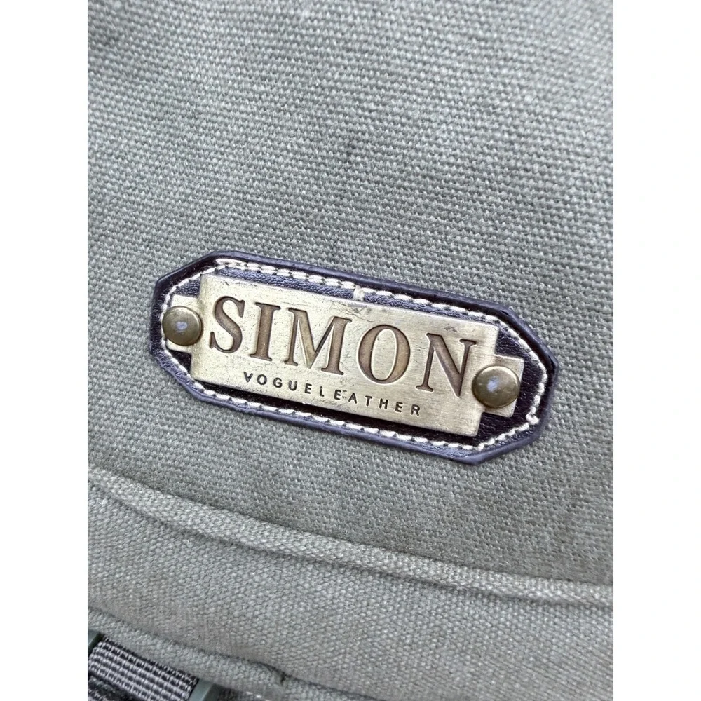 Simon Vogue Leather Canvas Backpack Olive Green Tactical Utility Rucksack Bag